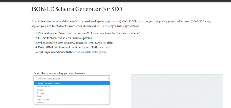 JSON-LD tool for generating schema