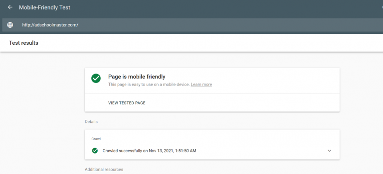 mobile friendly test by Google