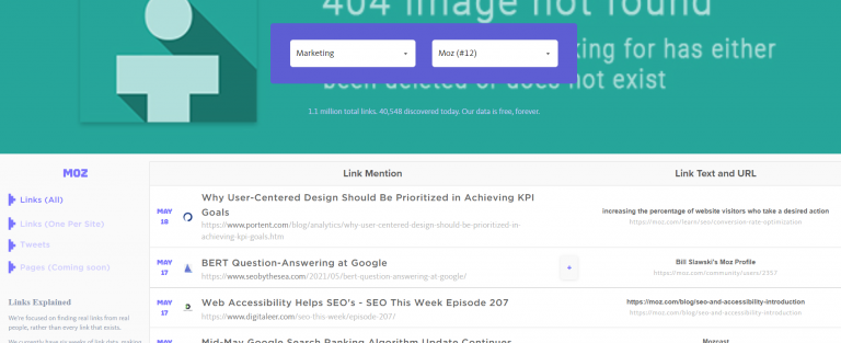 backlink analyzer of Moz