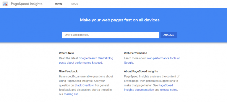 Google PageSpeed Insights Tool